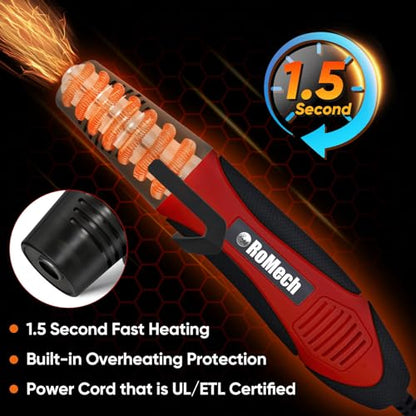 ROMECH 350W Heat Gun with 2 Nozzles, Dual Temp Heat Gun 400°F-660°F, Fast Heat Hot Air Gun with Overload Protection for DIY Craft Embossing Shrink Wrapping (Red) - color: Red