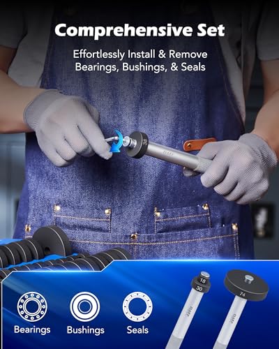 Orion Motor Tech 52-in-1 Custom Bushing Driver Tool Set and Transmission Wheel Axle Bearing Race Seal Installer Remover, Bush Removal Puller Bearing Press Tool Kit - color: Silver Handle