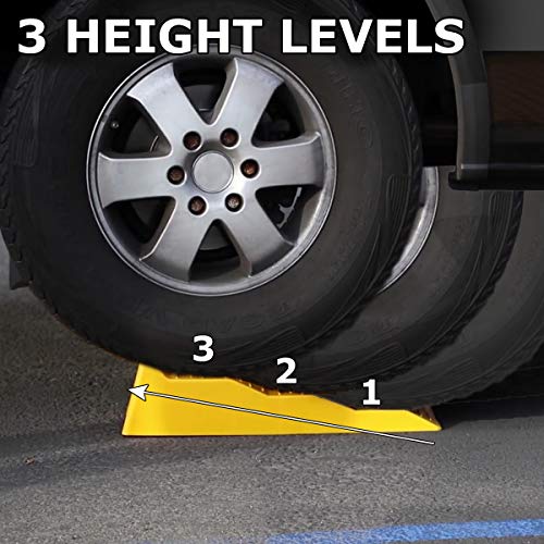 VaygWay RV Leveling Ramps– Automotive Camper Trailer Leveler Wheel Chock – Stabilizing Uneven Ground and Parking – 2 Pk Yellow Auto Blocks for Trailer Car SUV