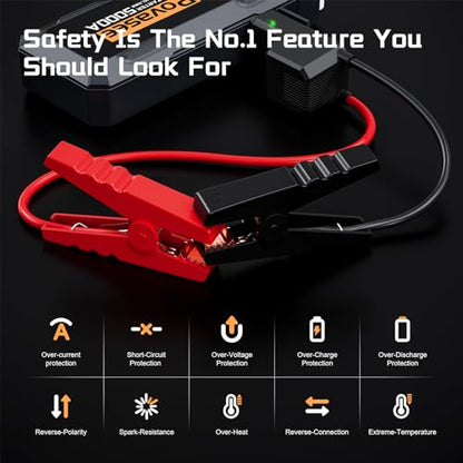 5000A Jump Starter Povasee A40 Car BatteryJump Starter, 12V Jump Box for Car Up to All Gas or 10L Diesel Engine Battery Jumper Starter Portable with 3" LCD Display Power Bank/Dual Output/LED Light - style: 5000A