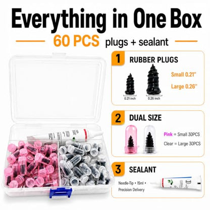 60 PCS Tire Repair Screws with Sealant, 2026 New Heavy Duty Screw Tire Plug Kit，Flat Tire Repair Kit for Tubeless Tires on Cars, SUVs, Motorcycles, Trucks, ATVs & E-Bikes