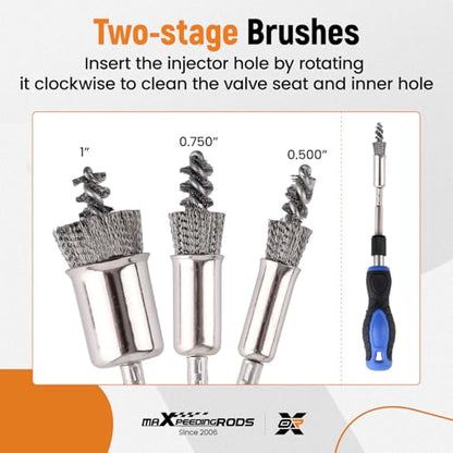 maXpeedingrods Professional Diesel Injector Seat Cleaning Kit 8090S on Cylinder Heads, with Helix Brushes, Two-Stage Brushes, Bore Brushes and Swabs, 17-Pack - style: 8090S