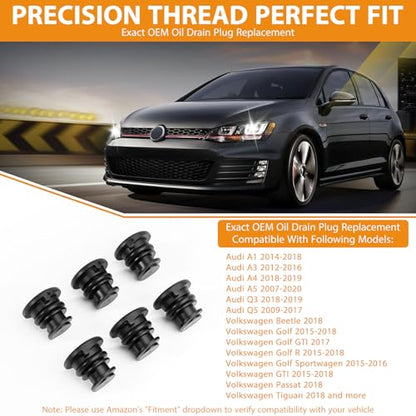 10PCS Oil Pan Drain Plug Fit For 2015-2025 Audi, Volkswagen Golf GTI Jetta Passat Tiguan 06L103801 06L103801D 06L-103-801 06L-103-801D 06L103801H 06L-103-801-H