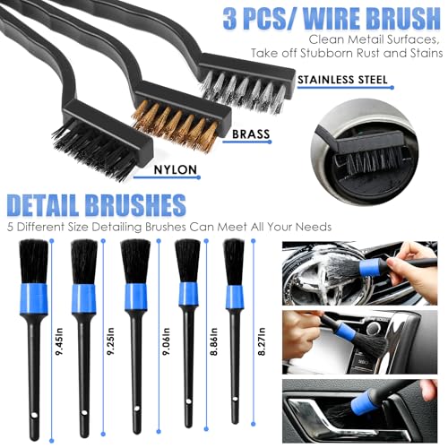 Car Cleaning Kit, Car Interior Detailing Kit with High Power Handheld Vacuum, Detailing Brush Set, Windshield Cleaner, Cleaning Gel, Complete Auto Accessories for Men, Women