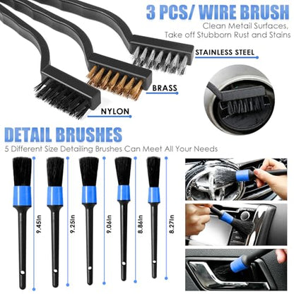 Car Cleaning Kit, Car Interior Detailing Kit with High Power Handheld Vacuum, Detailing Brush Set, Windshield Cleaner, Cleaning Gel, Complete Auto Accessories for Men, Women