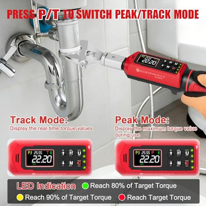 SUERCUP 9x12 mm Adjustable Digital Torque Wrench, 0.66-44.29Ft.Lb/0.9-60N.m | Interchangeable Open End Head 42mm Jaw & 3/8" Ratchet, Vibration/Buzzer/LED Alert, for Split AC, HVAC, Bike & Moto Repair - size: 0.66-44.29Ft.Lb/0.9-60N.m(9x12 mm)