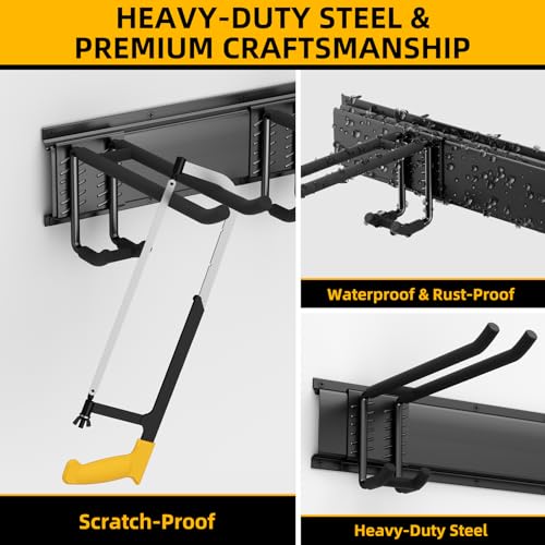 GRENPRO 49.5 Inch Garage Tool Organizer with 6 Double-layer Hooks, Holds 440 LBS - size: 49.5 inch