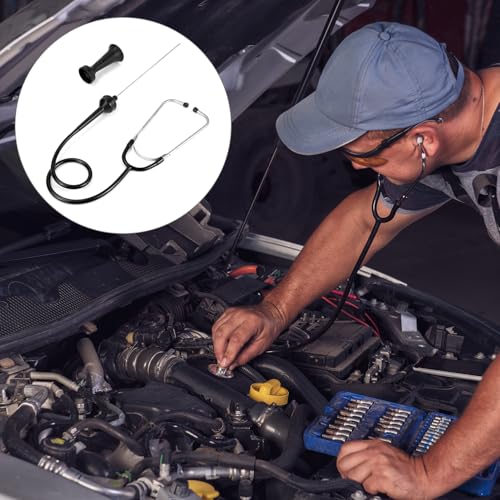 QWORK Mechanics Stethoscope Kit, 3 Piece Automotive Engine Diagnostic Tool with 80mm & 205mm Probes, Extended Handle and Detailed Instructions