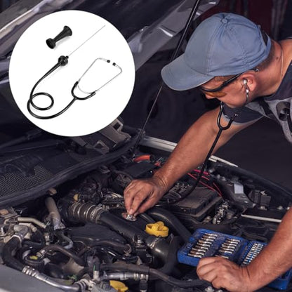 QWORK Mechanics Stethoscope Kit, 3 Piece Automotive Engine Diagnostic Tool with 80mm & 205mm Probes, Extended Handle and Detailed Instructions