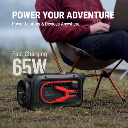 HULKMAN Alpha Storm, 2500A 4-in-1 Smart Jump Starter with Air Compressor,12V Jump Box for Car Battery Portable (9.0L Gas/6.5L Diesel),120PSI Tire Inflator, IPS Display, for Pickup Trucks,SUVs & RVs