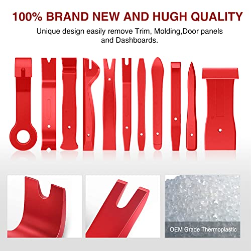 Nilight 40Pcs Auto Trim Removal Tool Set,Car Panel Audio Removal Tool, Clip Plier Upholstery Remover Removal Tool, Precision Hook and Pick Set,Car Film Scraper - color: Red, size: 40Pcs