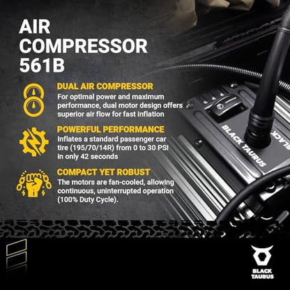 Portable Air Compressor – On‑Board & Offroad Tire Inflator for Cars, Trucks & 4×4 Vehicles – Automatic Pressure Control, High PSI & Dual‑Motor Options - (Twin Air Compressor 561B) - style: Twin Air Compressor 561B