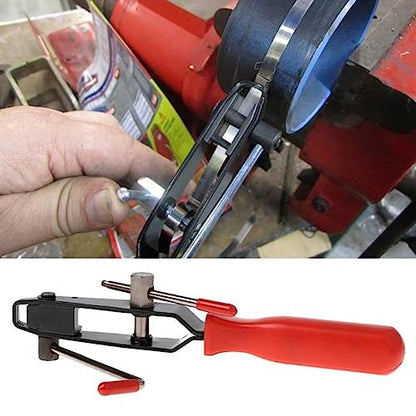 Heavy Duty Antiskid CV Joint Boot Clamp Pliers With Boot Clamps Kit, Banding Tools, Ear Boot Tie Pliers, 10 Crimp Bands, Automotive Hose Axle Plier for Most Cars (Red) - color: Red