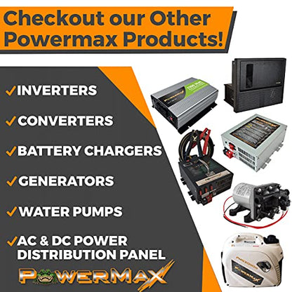 PowerMax PMBC 100 Amp 12V Battery Charger/Maintainer, Flash Reprogrammer & Adjustable Power Supply w/ 15ft Cables, Voltage Display & Mounting Brackets for RV, 12V Car Audio, Boat Motors & LED + House