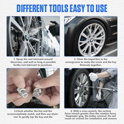 BELEY Wheel Lock Lug Nuts Set, Automotive Anti-Theft Wheel Screws Removal Key Socket Kit for BMW (21pcs for BMW)