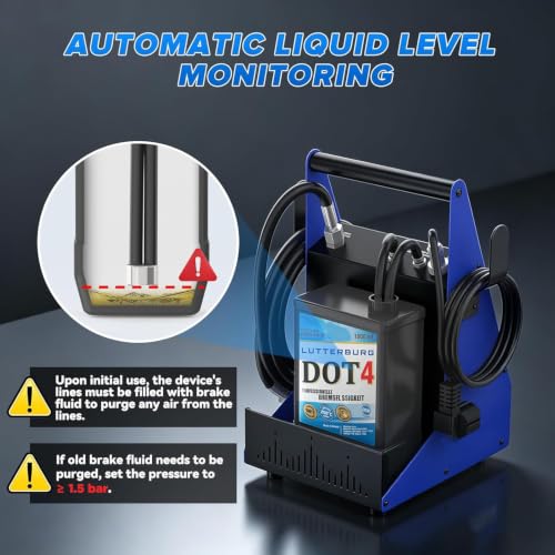 Electric One Man Vacuum Pressure Brake Bleeder Fluid Kit | 9PCS Adapters, 1L Waste Oil Bottle, Air-Free Fitting, Fits Car & Motorcycle Toyota Honda BMW Ford Audi Chevrolet Benz