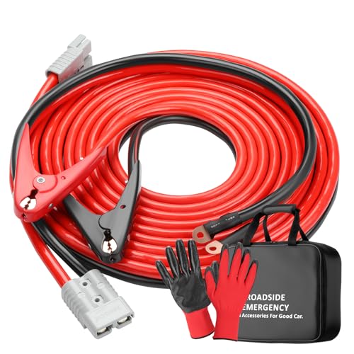 Heavy Duty Jumper Cables, 1 Gauge 1000Amp 20 feet, Booster Battery Cables with Permanent Installation kit and Quick Connect Plug for Car SUV Trucks up to 8-Liter Gasoline & 6-Liter Diesel Engines - size: 1 Gauge 20 Feet