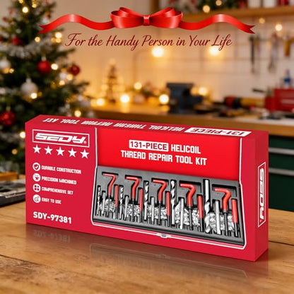 Metric Helicoil Thread Repair Kit: 131-Piece Heli Coil HSS Drills Inserts Taps & Tools M5 M6 M8 M10 M12 Automotive Engine Spark Plug Cylinder Insertion Rethreading Tools Universal Rethread Restorer - size: 131-Pc. Metric