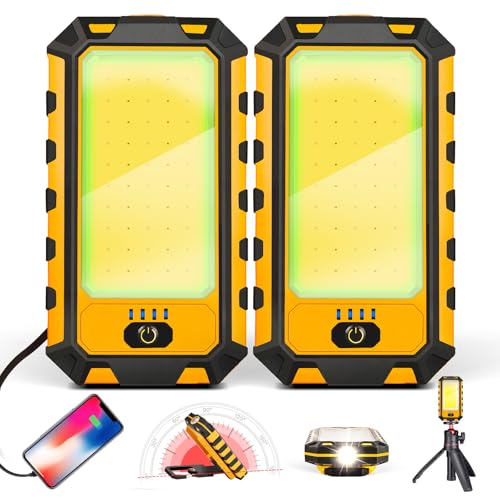 Molrebe 2Pack LED Work Light, 1500Lumens Rechargeable Magnetic Flashlight Rotatable Mechanic Light with Hanging Hook Job Site Lighting, Portable Worklight for Repairing Working Camping Hiking