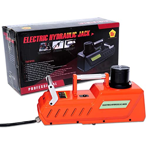E-HEELP 15 Ton Electric Hydraulic Floor Jack, 12V DC Heavy Duty Truck Jack with LED Light for RV, SUV, Van, Sedan, Trucks (7.8-20.4 Inch Lift)