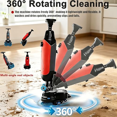 Cordless Mini Floor Scrubber, Portable Hard Floor Cleaner with 90-120 Min Battery Life, Efficient Carpet Extractor for Home and Car, Professional White Cleaning Machine