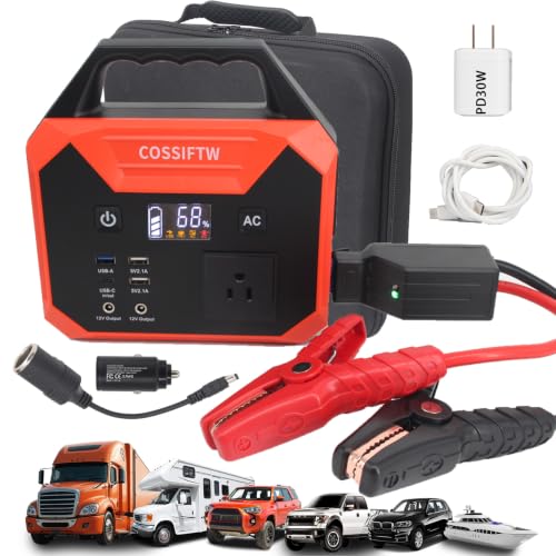 Heavy Duty 12000A Jump Starter for Trucks, Motorhomes All Gasoline and up to 15L Diesel Engines；200W Power Station Built-in AC Inverter for Fan, Laptop, Mobile Phone, Led Lighting for Party,Camping