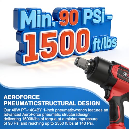 1 Inch Air Impact Wrench, 2,350ft-lbs Torque, 5,500RPM 1 Inch Impact Gun | 8.5 lbs Lightweight Twin Hammer Pneumatic Impact Wrench for Automobile Repair - size: 1 Inch | 2350 ft-lbs