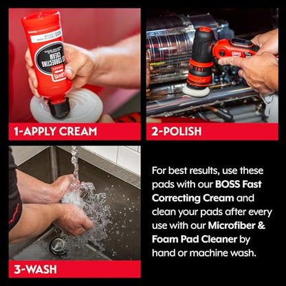 Griot's Garage BOSS 2" Fast Correcting Foam Pads for Car Polishing and Detailing, Buffing Pads for Moderate to Severe Scratch Removal, Set of 4 - size: 2 Inch Pads (Set of 4)