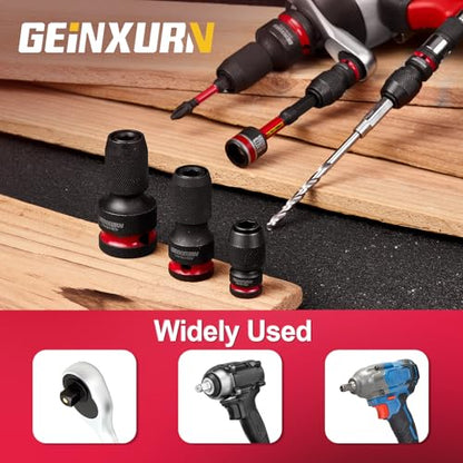 Geinxurn 2PCS Impact Screwdriver Bit Holders, 3/8-Inch Square Drive to 1/4-Inch Quick Release Hex Socket Adapter for Impact Wrench - size: 2pcs-3/8"