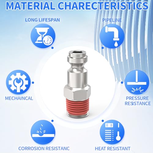 ChillWaves Automotive T-Style Air Plug, 1/4" NPT Male Pneumatic Plugs, Air Compressor Accessories Fittings(20-PACK) - size: 1/4" MNPT(1/4" Body)