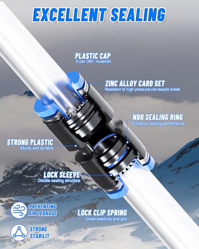 3/8" DOT Air Line Kit, 32.8FT(10M) SAE J844 PA Nylon Air Hose Tubing with Cutter and Teflon Tape, 3/8 Air Hose with Push to Connect Fittings for Air Bags Suspension or Air Brake System(32PCS) - size: 32 PCS