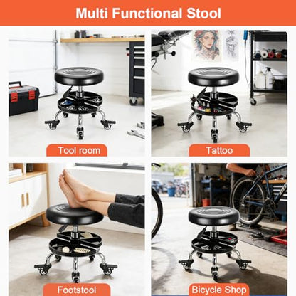 FLOLXNB Garage Mechanic Stool with Storage Tray,Low Height Rolling Shop Stools, Rolling Mechanics Seat Chair Height Adjustable, Rolling Shop Chair, Work Stool Creeper Seat (Style 3) - style: Style 3