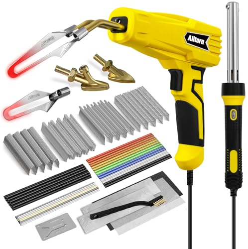 Allturn Plastic Welder, Plastic Welding Kit 3 in 1,Yellow | The M8 Hot Cutting Tip, 38 PCS Welding Rods, 800 PCS Staples, Patent No. D970324 - color: Yellow
