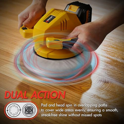 Wagan EL6404 OneVolt Cordless Polisher 10 XL Dual Action 10 Inch Buffer Kit with Dual-Handle, 6 Variable Speed 1500–3000 RPM, Includes 21V 3.0Ah Rechargeable Battery for Car Waxing and Detailing