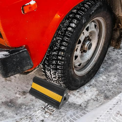FOMIYES Heavy-Duty Rubber Car Wheel Chocks with Rope Handle, Non-Slip Trailer Stabilizer Chocks 210x115x105mm for Cars, Trucks, Rvs, and Airport Aviation Use