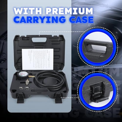 Exhaust Back Pressure Tester Kit with Carrying Case, Automotive Exhaust Back Pressure Gauge 6-Foot Hose Exhaust Pressure Tester (Includes Carrying Case)