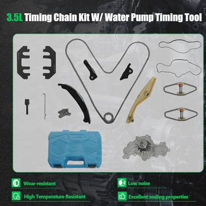 Timing Chain Kit w/Water Pump Timing Tool Fit for Ford Lincoln 2011-2019 | for Ford Edge Explorer Flex Taurus Police Interceptor, for Lincoln MKS MKX MKZ 3.5L 3.7L Replce# AW6348 303-1248