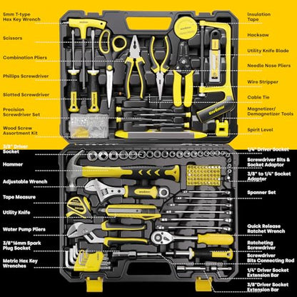 Enventor Home Tool Kit, 220 Piece Hand Tool Kit with Toolbox Storage Case, Basic Household Auto Repair Tool Set for Home Repairs Men Women DIY, Auto Maintenance, General Use, Household Repair Tools - size: Large tool set-220PCS