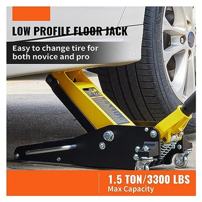 Hydraulic Jack Car Jack 1.5-3 Ton Floor Jack Aluminum&Steel Racing Jack W/Single Pistons Quick Lift Pump Tire Chan Lifting Repair Tool(Size:3 Ton) - size: 3 Ton