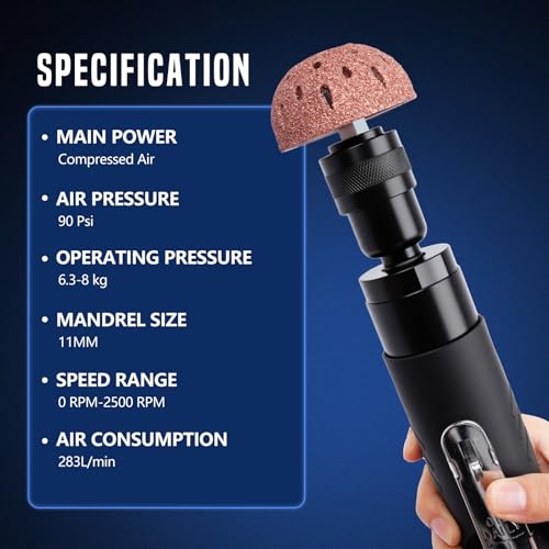 Air Tire Repair Polish Patch Tools, Includes 2500 RPM Low Speed Air Tire Buffer, Inner Liner Scraper, Patch Roller, Tungsten Steel Buffing Wheel with 3 Connector for Tire Grinding Polishing - color: 15PCS