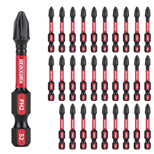 Geinxurn Impact Tough #2 Phillips 2 in. Insert Driver Bits,30Pack Bulk PH2 Screwdriver Bits Set - size: 2"-PH2-30PCS
