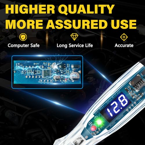 AWBLIN Upgraded Automotive Buzzer Test Light 4-72V DC Digital LED Circuit Tester, Heavy Duty Light Tester with Voltmeter, Auto Bidirectional Voltage Tester Electric Test Pen