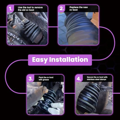 Upgrade 2PCS Universal CV Axle Boot Repair Kit, Not Split CV Boots, Fits 26mm-34mm Shafts, 4.92" (125mm) Height, Premium Silicone, Seals Out Dirt & Moisture, Includes 4 Stainless Steel Clamps - size: Kit 2