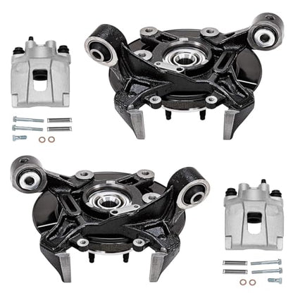 Detroit Axle - Rear Steering Knuckles Wheel Hub Bearings Brake Calipers Replacement for 2006-2010 Ford Explorer Mercury Mountaineer - 4pc Set - size: 4BU48580/Kit