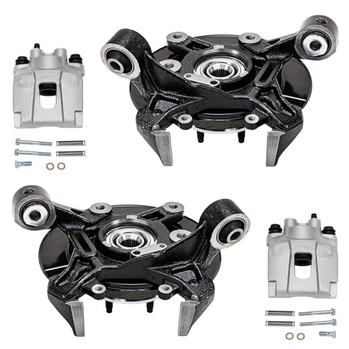 Detroit Axle - Rear Steering Knuckles Wheel Hub Bearings Brake Calipers Replacement for 2006-2010 Ford Explorer Mercury Mountaineer - 4pc Set - size: 4BU48580/Kit