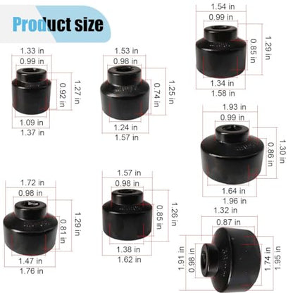 LAINLOY 7PCS 3/8" Drive Oil Filter Socket Set, Cap Wrench Removal Tool Kit Includes 24, 27, 29,30, 32, 36, 38mm, Metric Oil Filter Wrench Remover Installer Tool Set for Mercedes Benz