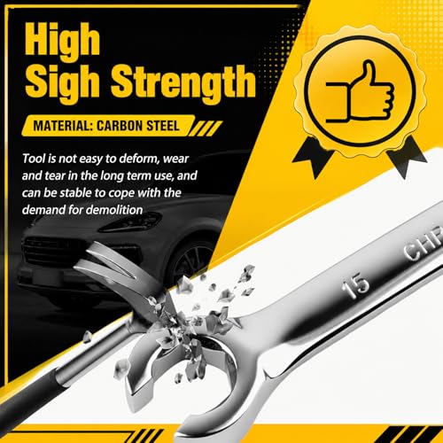 Car Brake Line Wrench Set,Rustproof Offset Flare Nut Wrench Set (8x10/9x11/13x14/15x17mm) for Detaching Nuts,Metric Flare Wrenches Sets for Brake Caliper & Line Repair