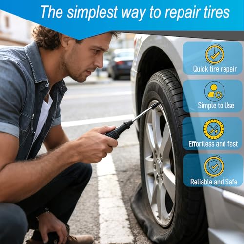 60 Pcs Tire Repair Rubber Nail, Tire Repair Rubber Nail Kit with Tire Glue,Tire Repair Screws are Suitable for Quickly Repairing Punctures in Car, Motorcycle, and SUV Tires - style: Tire Repair Rubber Nail+ Tire Glue