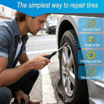 61PCS Tire Repair Rubber Nails Kit .Tire Screw Plug Repair Kit with Box and Screwdriver, Self Screw in Tire Repair Plugs for Car, Motorcycle, Truck, Tractor Tire Puncture Repair