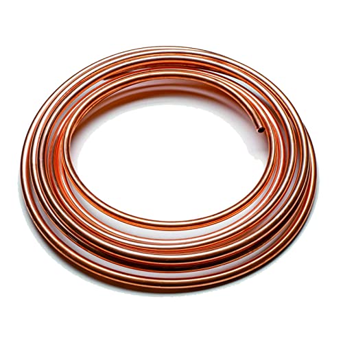 MuHize Upgraded Brake Line Tubing Kit - 25 Ft. of 3/16 Copper Coated Flexible Tube, Roll 25 ft 3/16" (Includes 16 Fittings) - color: Gold